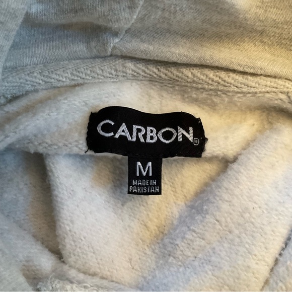 Carbon Size Medium Gray Hoodie With Drawstring Turtle Neck Thick Soft Material - Picture 2 of 16